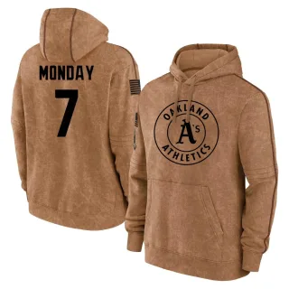 Men's Oakland Athletics Rick Monday Brown 2023 Salute to Service Club Pullover Hoodie