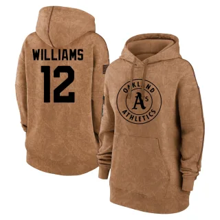 Women's Oakland Athletics Alika Williams Brown 2023 Salute to Service Pullover Hoodie