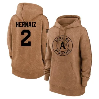 Women's Oakland Athletics Darell Hernaiz Brown 2023 Salute to Service Pullover Hoodie
