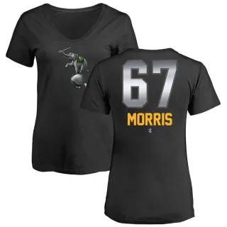 Women's Oakland Athletics Kade Morris Black Midnight Mascot V-Neck T-Shirt