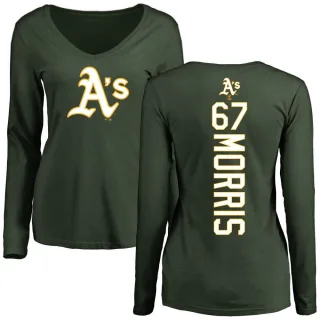 Women's Oakland Athletics Kade Morris Green Backer Slim Fit Long Sleeve T-Shirt