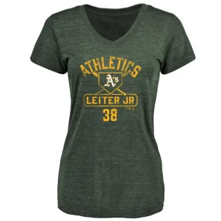 Women's Oakland Athletics Mark Leiter Jr. Green Base Runner T-Shirt
